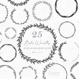 Wreath Svg, Laurel wreath, Circle frame svg, hand-drawn botanical svg design, circle monogram cut files / svg, png, eps, dxf