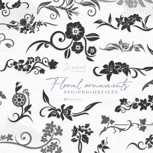 Floral Swirl Vine SVG, Floral corner, decorative leaves and vines, embelishments, ornaments, Swirls corner border design cut file, svg, png