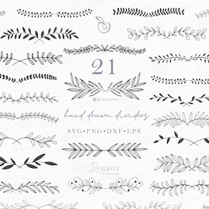 Leaf Divider Svg / leaf accents svg, Text Divider, Border Svg, laurel Branch svg, Decorative Elements / svg, png, dxf, eps
