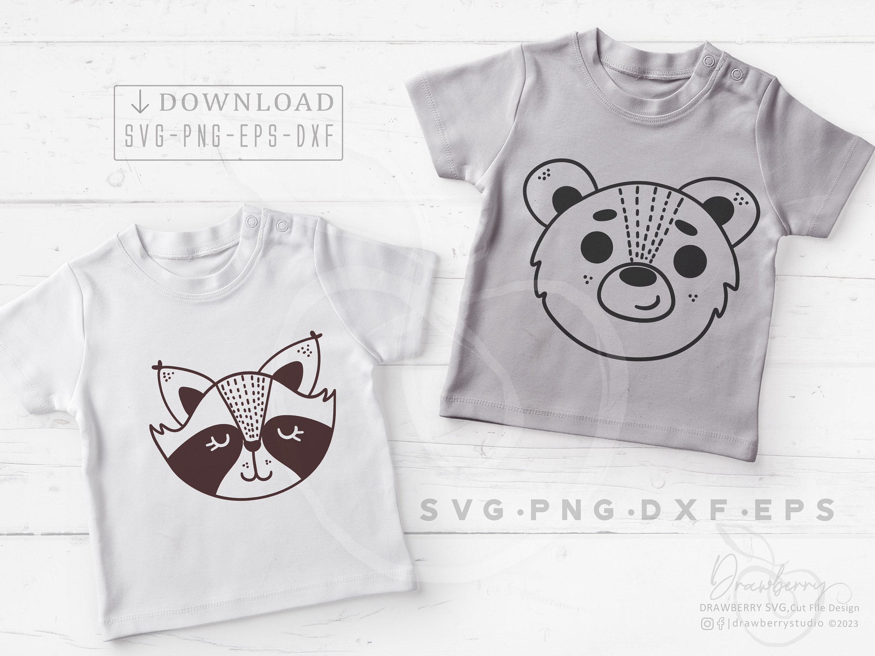 Woodland Animal Svg Bundle / Cute Baby Animal Face Svg, Doodle Scandi ...
