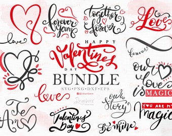 Valentine Svg Bundle / 30 valentines day romantic shirt design, be mine, love, laser, Cut File / Svg, Png, Eps, Dxf / Digital