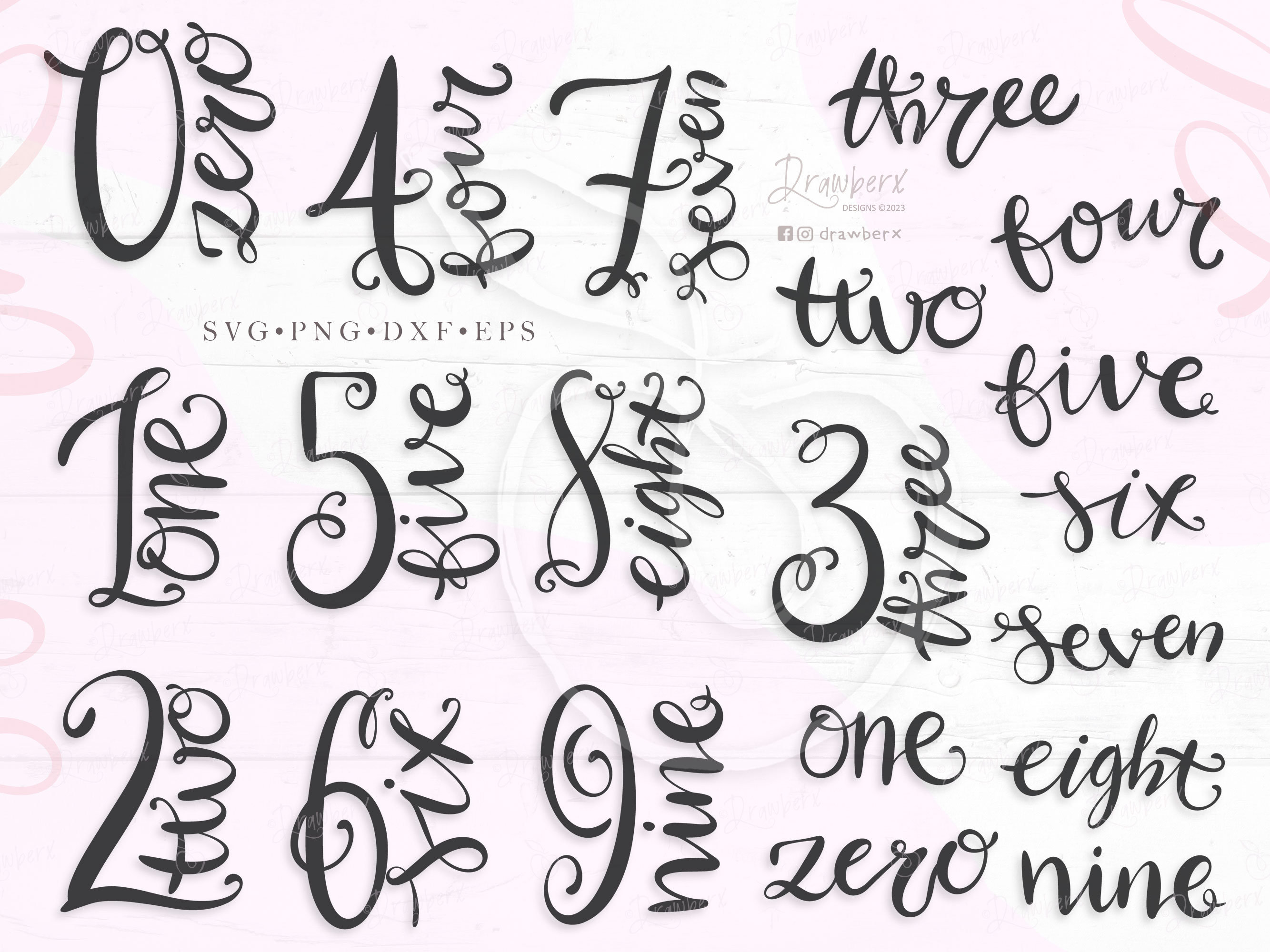Fancy Numbers svg, hand lettered cursive script number sign, baby ...