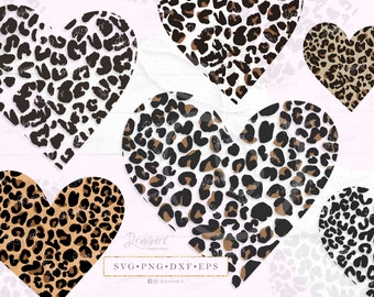 Leopard Heart Svg, cheetah pattern heart, layered design, valentines shirt, leopard print, cut file / svg, png, eps, dxf