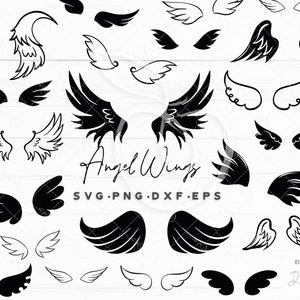 Angel wings svg / angel cut file, wings outline, clipart, tattoo design / svg, png, dxf, eps / download