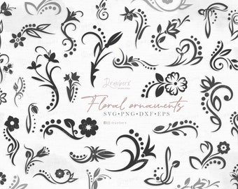 Floral Swirl svg, Decorative doodles swoosh flourish svg, dots and flower vine swirl, swiggly corner ornament /Cut File, svg,png,dxf,eps,pdf
