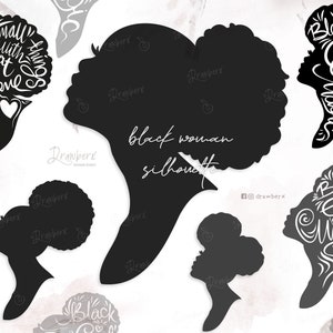 Black Woman Silhouette Svg / Black Woman svg / black queen head silhouette / afro american svg / boss lady / svg png dxf eps pdf & Cut Files