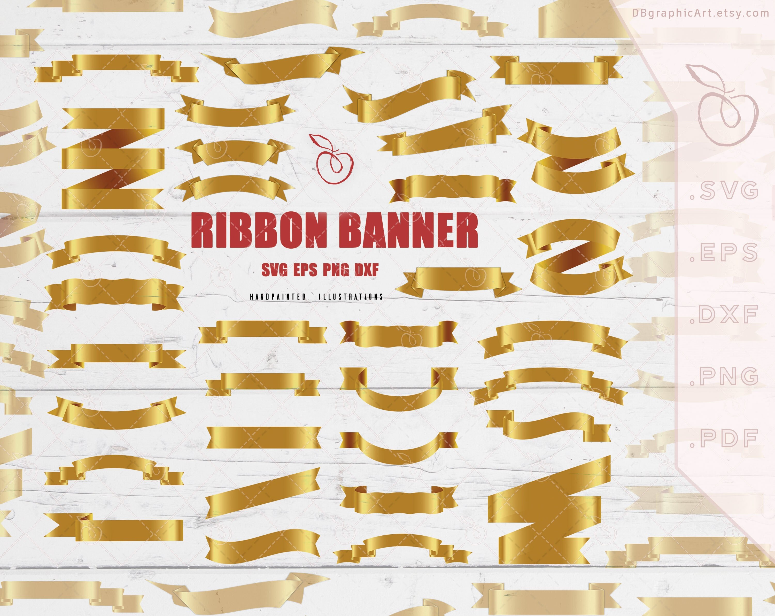 Gold Ribbon Banner SVG / Banner Clipart / Ribbon Svg Cut File - Etsy