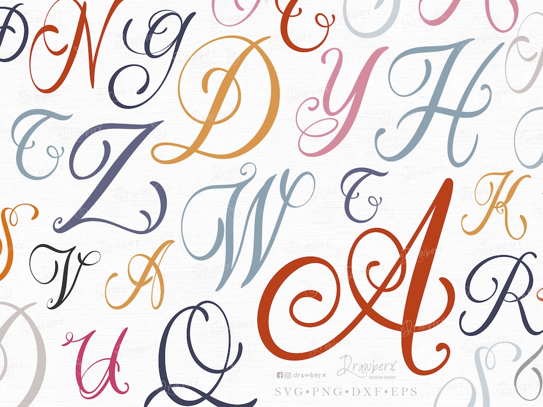 Cursive Font Svg Png Ttf Cursive Letters Etsy De
