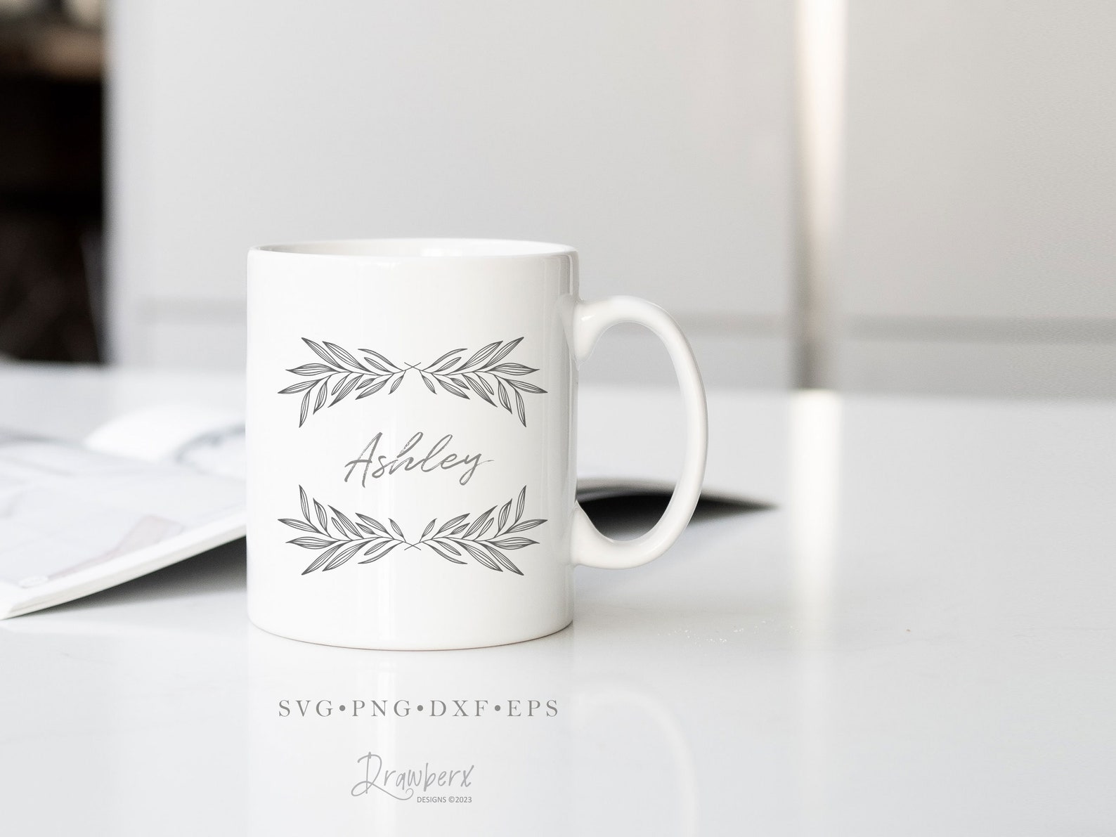 Leaf divider svg leaf accents svg text divider border svg laurel