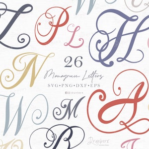 Fancy letters Svg / Cursive Capital Letters, Monogram Alphabet Svg /Hand Lettered, Calligraphy Font Svg /laser Cut Files, Svg, Png, Eps, Dxf