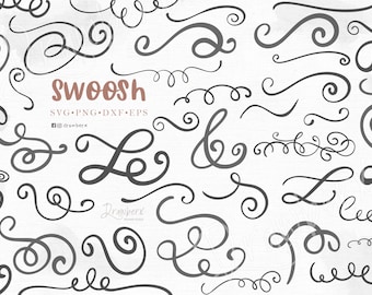Flourish Swirls SVG, doodle decorative elements svg, swoosh, swashes, squiggle, curvy swirl line design, cut file, svg,png, eps, dxf, pdf