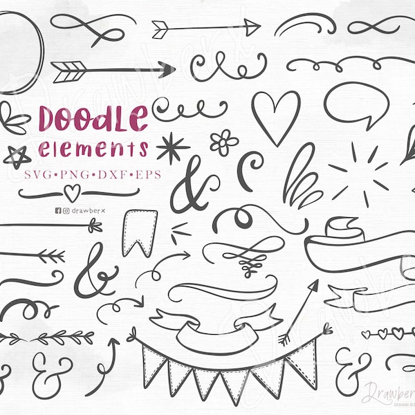 Doodle Flourish accents svg, hand drawn design elements svg, swirl line, swash, swoosh, decorative divider svg, underline, svg, png, eps,dxf