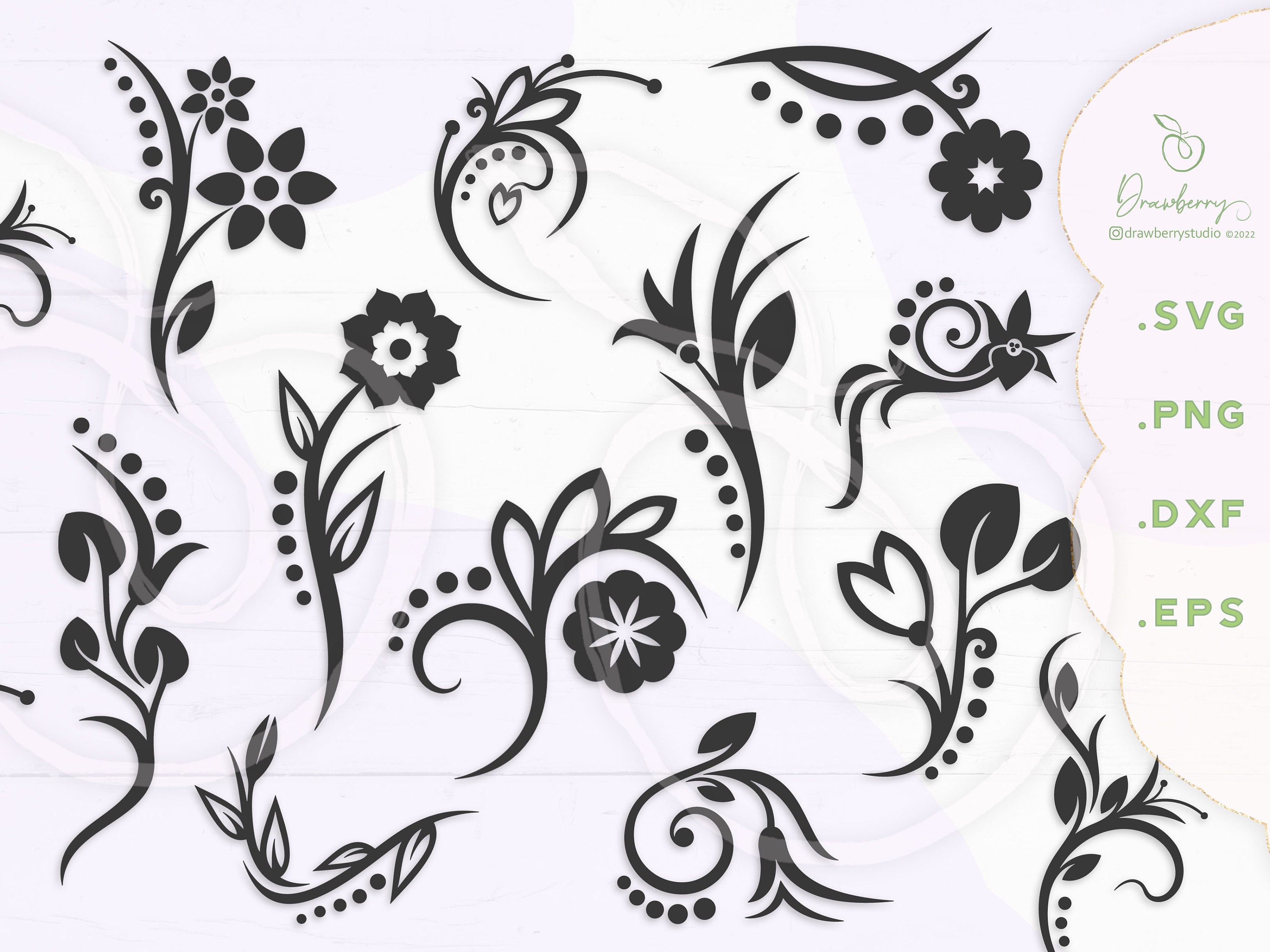 Floral Swirl SVG / Decorative Corner Flourish Svg Leaves Ornaments Svg