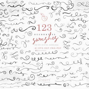 Swashes Svg / Squiggle Underline svg, Swooshes, Flourish Swirl, decorative, scroll, doodle wavy squiggly curvy line / svg, png, dxf, eps