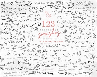 Swashes Svg / Squiggle Underline svg, Swooshes, Flourish Swirl, decorative, scroll, doodle wavy squiggly curvy line / svg, png, dxf, eps