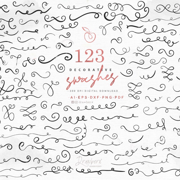 Swashes Svg / Squiggle Underline svg, Swooshes, Flourish Swirl, decorative, scroll, doodle wavy squiggly curvy line / svg, png, dxf, eps
