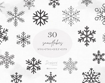 Snowflake Svg Bundle, Christmas Snow / Svg, Png, Eps, Dxf / winter snow flake clipart / Snowflake silhouette, Cut File, Download