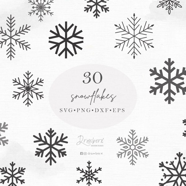 Snowflake Svg Bundle, Christmas Snow / Svg, Png, Eps, Dxf / winter snow flake clipart / Snowflake silhouette, Cut File, Download