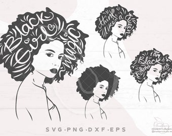 Afro Woman Svg / Elegant Black Woman svg / think like a queen, black girl magic / svg png dxf eps pdf & Cut Files / Download