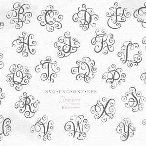 Flourish Letters svg, Monogram svg, Fancy Capital Letters Alphabet Svg, Cursive script, initials / Svg Cut File, Png, Eps,Dxf,Pdf, Download image 2