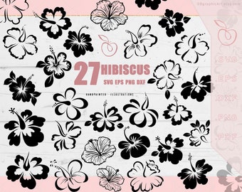 Hibiscus Flower SVG / Hawaiian flowers png / aloha Hawaii summer clipart / tropical flower svg cut files / Instant Download / Commercial use