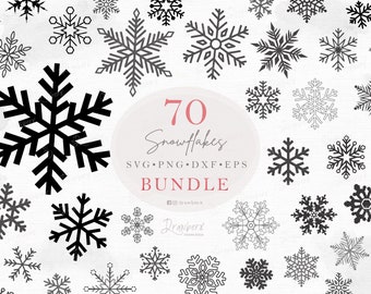 Snowflake Svg Bundle / Winter Snow Clipart, Christmas / Svg, Png, Eps, Dxf / Hello Winter, Snow svg cut files, new year ornaments