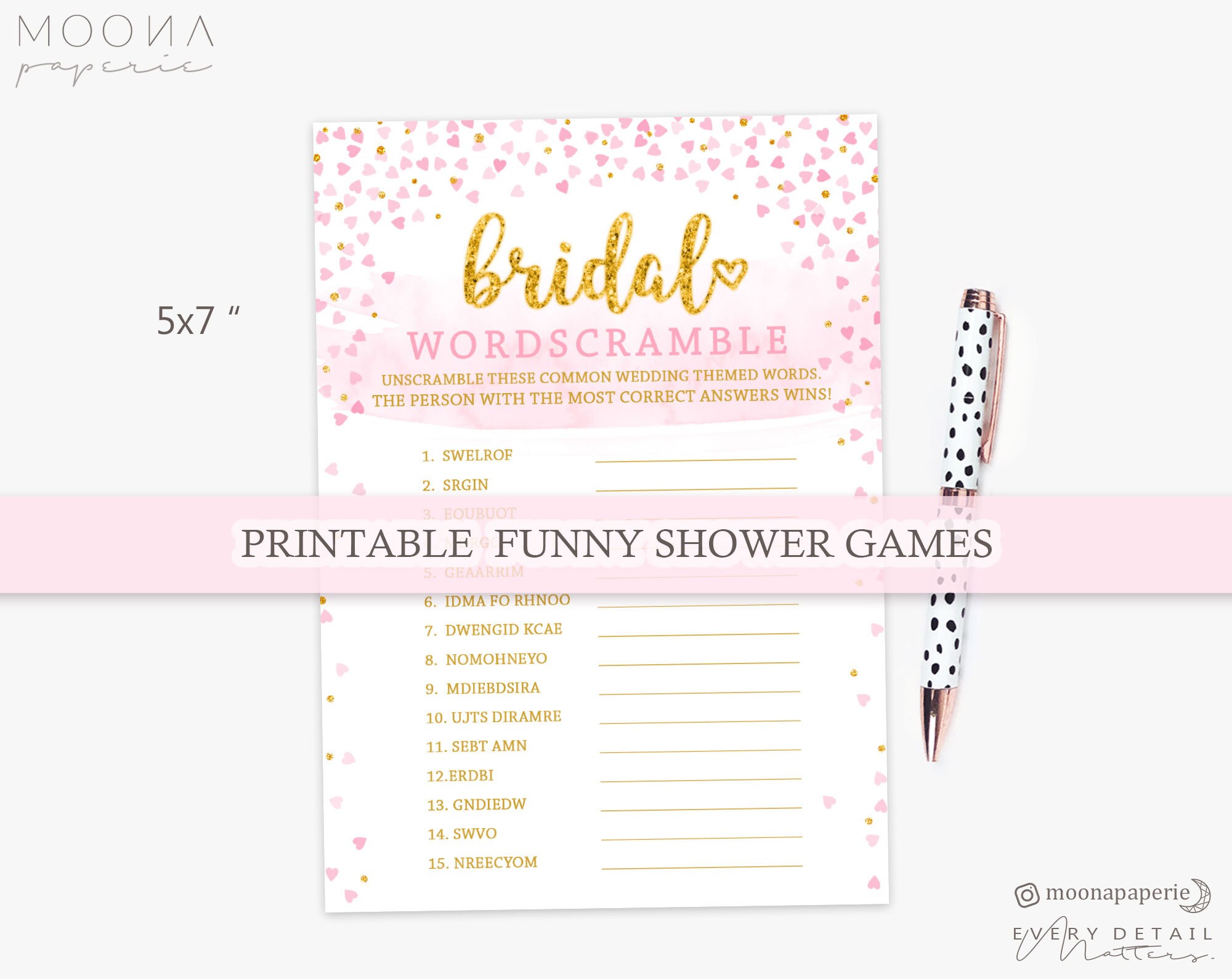 Bridal Shower Games Printable Bridal Wordscramble Game Etsy