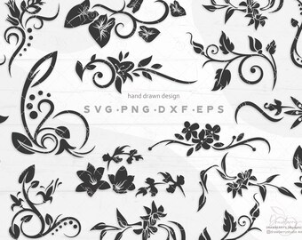 Swoosh flourish svg / Floral Swirl svg / decorative swirly, flower corner svg, vine svg Ornaments  / svg png dxf eps pdf Cut Files