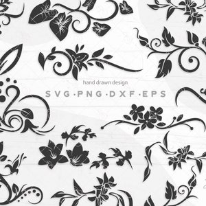 Corner flourish svg, flower swirl svg, decorative swirly, dots and floral corner svg, vine ornament Cut Files / svg, png, dxf, eps, pdf