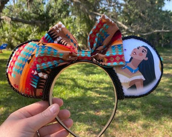 Mouse ears, Mickey Mouse, handmade Pocahontas, Disney lover, unique one of a kind, Disney gift, Epcot, animal kingdom, magic kingdom