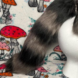 Wearable faux fur Raccoon Tail for costume and cosplay Kemonomimi accessory