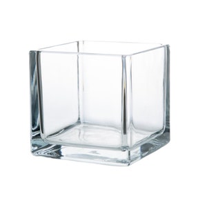 Clear Glass cube square vases, Flower vase, Candle Holders, Floral Accent Container Wedding  Ceremony Event Office Home Decor,  4"x 4"x 4"