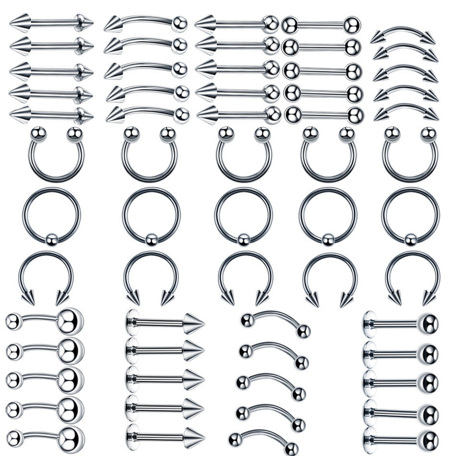 10pc 16G Stainless Steel Body Piercing Jewelry Mix and Match Etsy