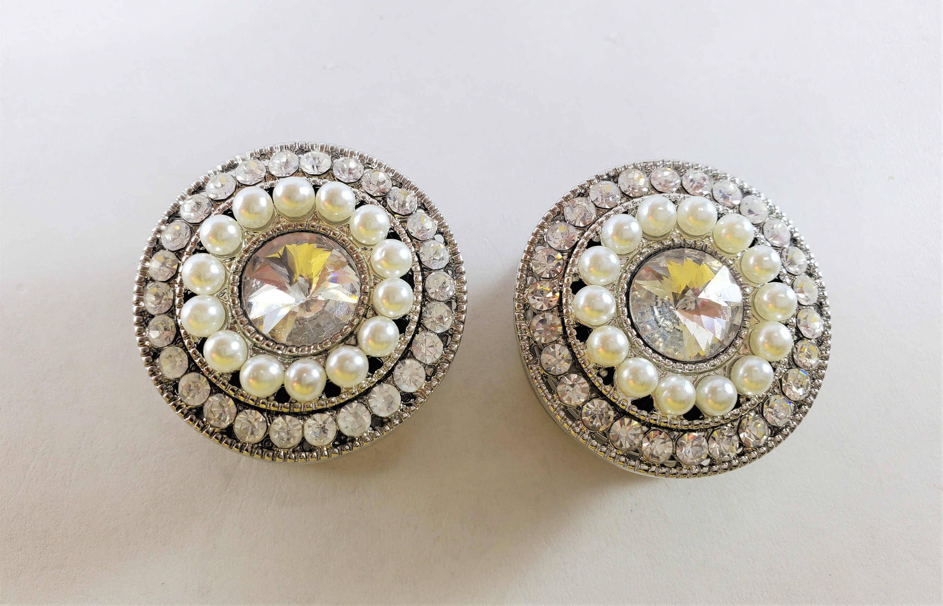 1 25mm Vintage Pearl Diamond Ear Plugs Tunnels Etsy