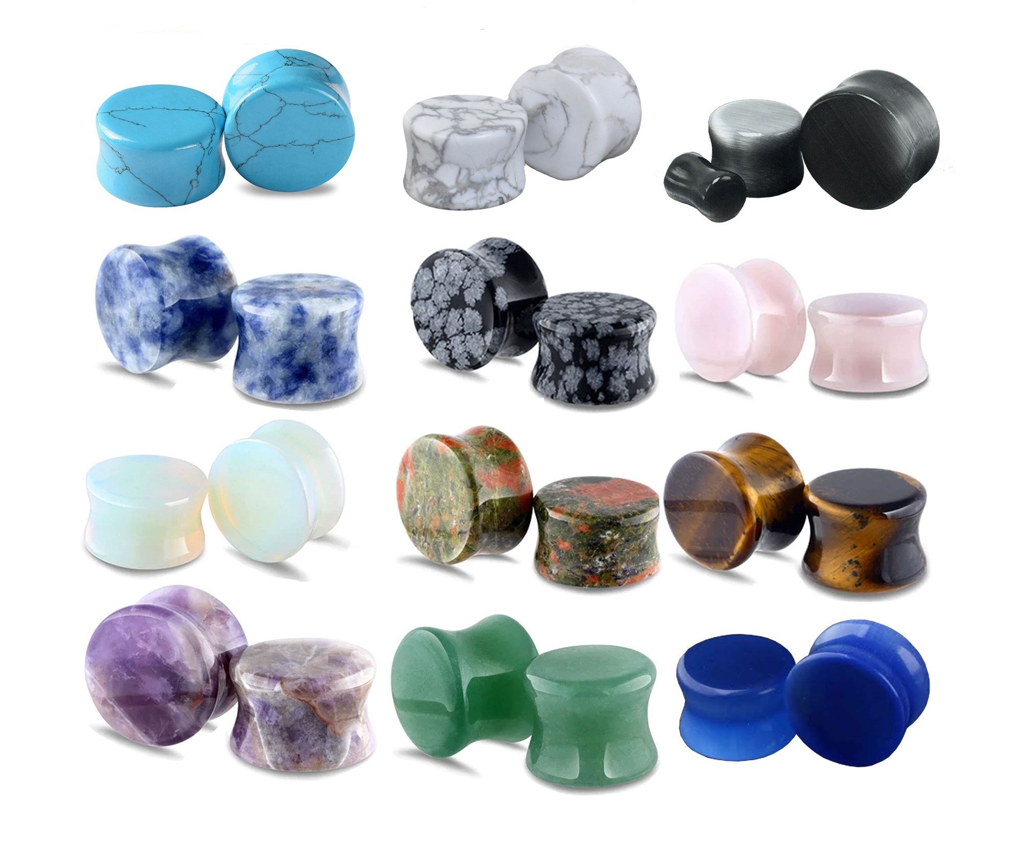 6G 2 Pairs EAR STONE PLUGS Organic Natural Stone 6G Ear Etsy