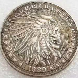 1880 Indian Skull Head Zombie Dollar not real for enterainment only
