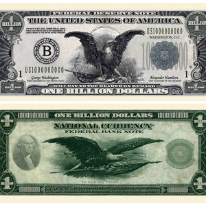 One Billion dollar bill Novelty note Fantasy currency not real. For entertainment only.