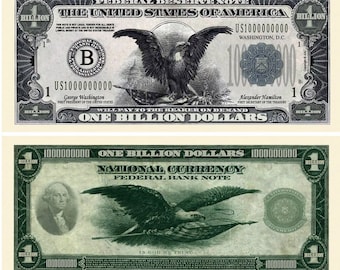 One Billion dollar bill Novelty note Fantasy currency not real. For entertainment only.