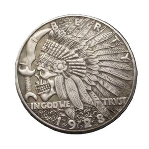 Indian Chief skull head coin not real for enertainment only
