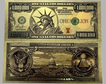 One Million Dollar Bill gold Foil note For entertainment only.