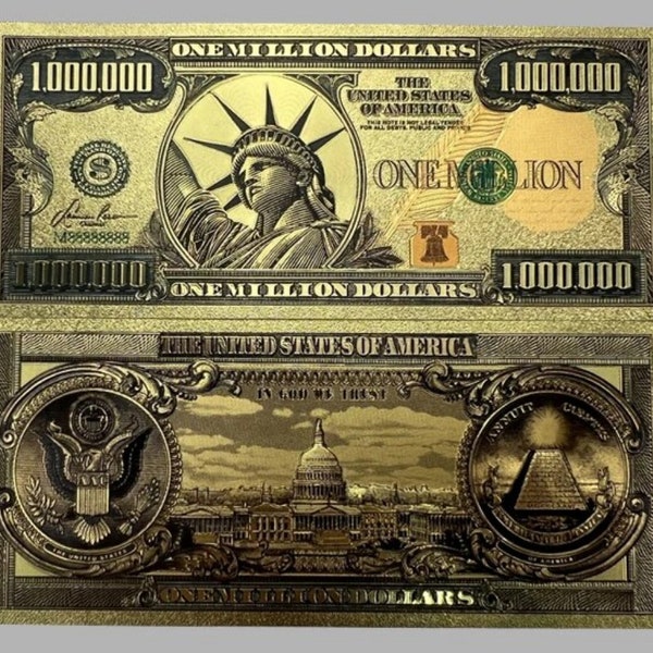 One Million Dollar Bill gold Foil note For entertainment only.