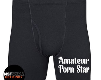 Amateur Porn Star- Dirty Boxer Shorts, Gift for Him, Valentines Day, Swinger, Kinky, naughty, Husband, Funny, Fathers Day, Free Shipping