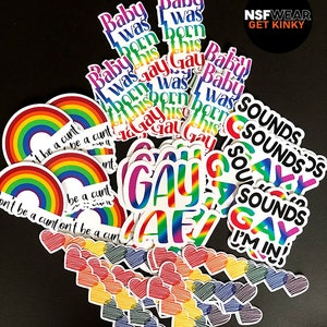 Rainbow Gay 5 Glossy Sticker Pack - Pride Rainbow LGBTQ GAY Love is Love Queer lgbtpride Kinky Sexy Fun Gift Livraison gratuite