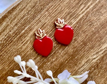 Sacred heart stud earrings