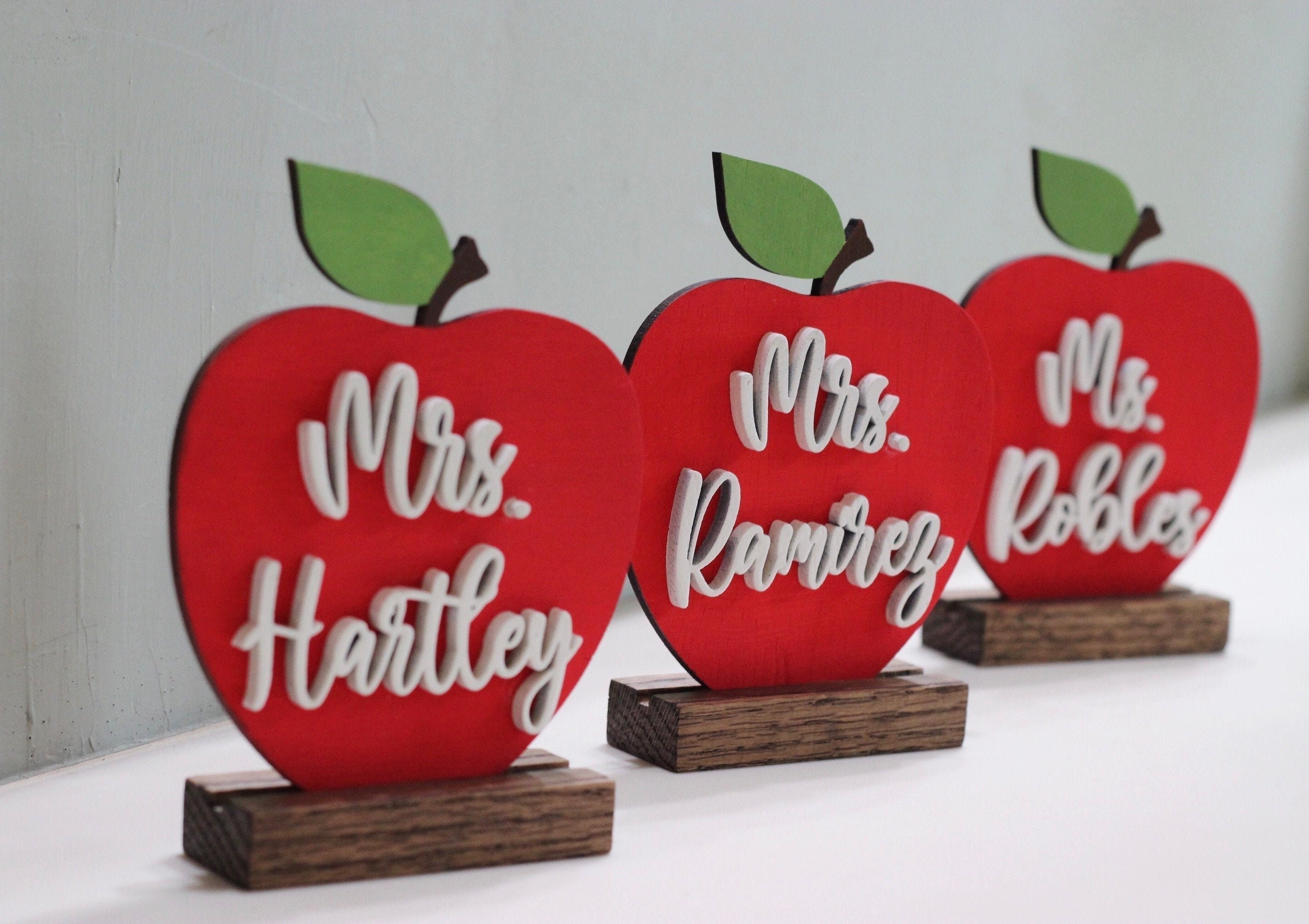 Personalized Wooden Teacher Apples Classroom Decor Teacher Etsy