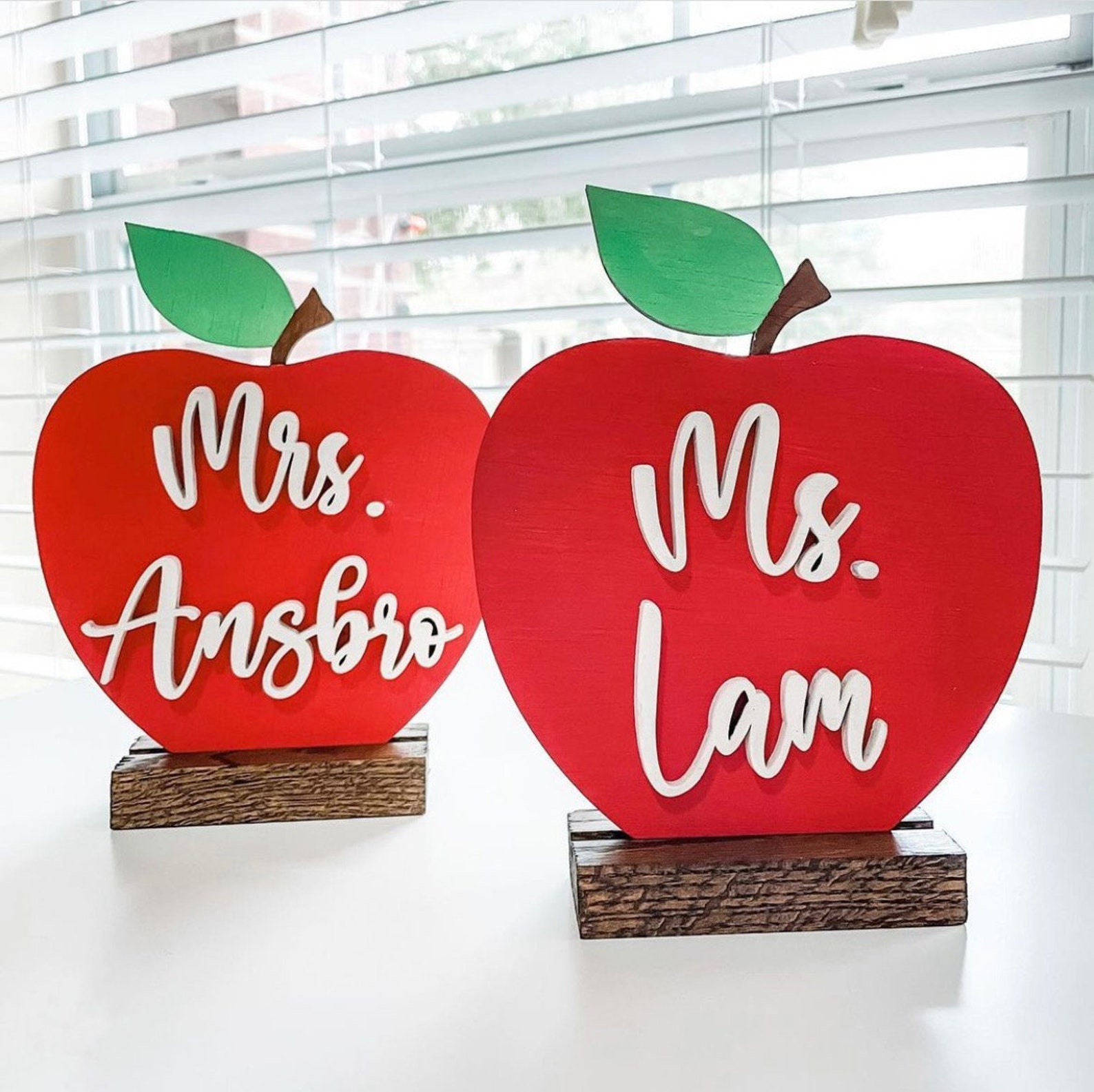 Personalized Wooden Teacher Apples Classroom Decor Teacher Etsy