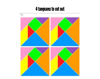 Druckbare Tangram Spiel für Kinder, Instant Download vier Sätze von Tangram Stücke Tangram Puzzle, Tangram druckbare, druckbare Tangram