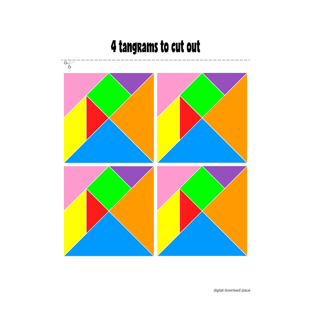 Printable Tangram Game for Kids, Instant Download Four Sets of Tangram