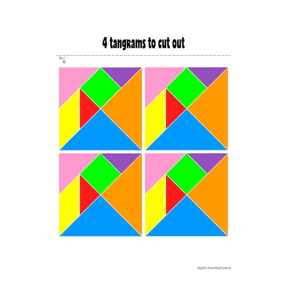 printable tangram game for kids instant download four sets of etsy