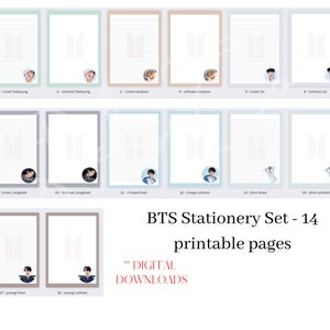 BTS Printable Stationery Set, Printable Downloadable Pages.